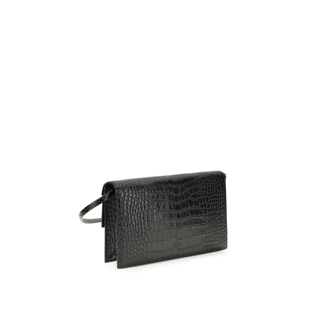 Calf Leather Crocodile-Effect Shoulder Bag