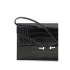 Calf Leather Crocodile-Effect Shoulder Bag
