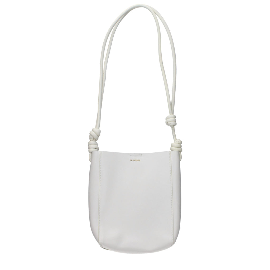 Beige Grained Leather Shoulder Bag