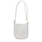 Beige Grained Leather Shoulder Bag