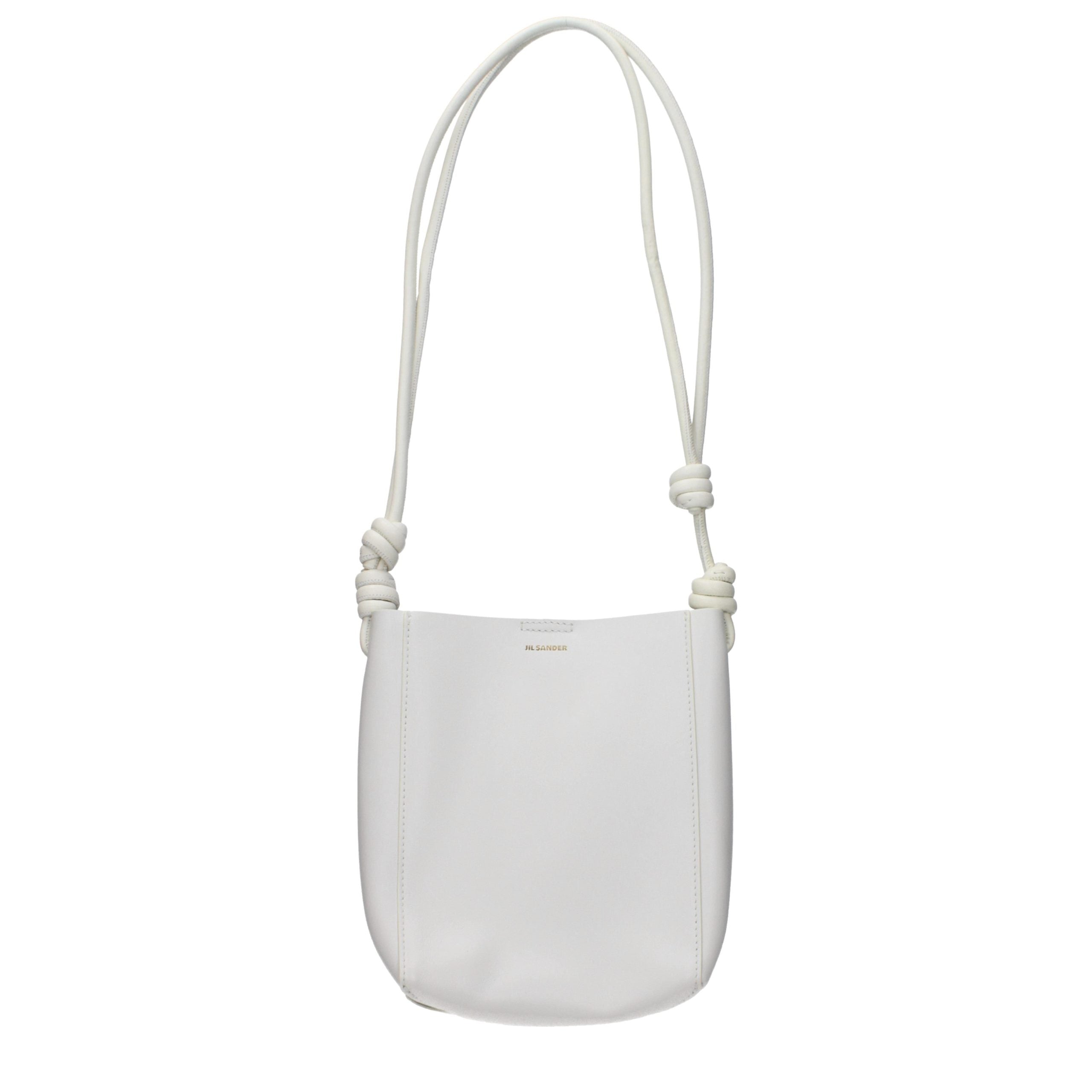 Beige Grained Leather Shoulder Bag