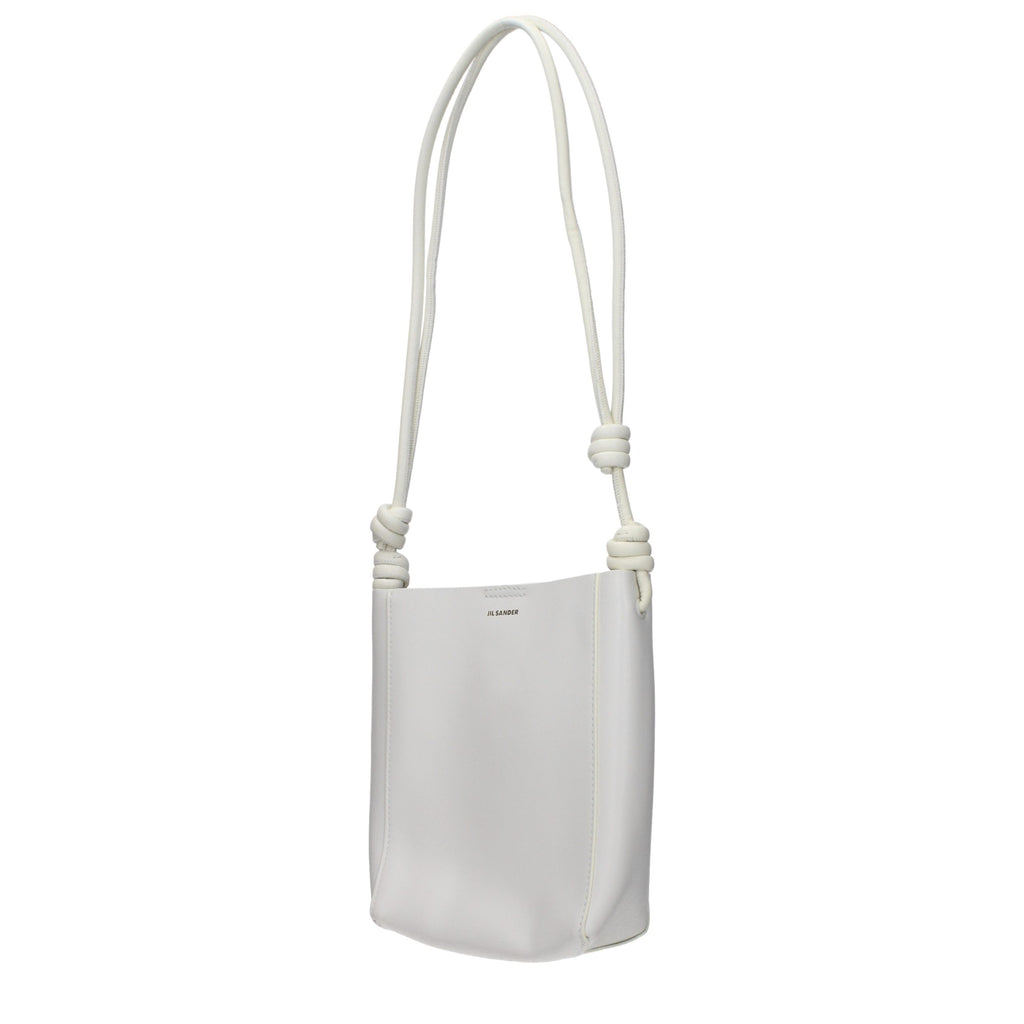 Beige Grained Leather Shoulder Bag
