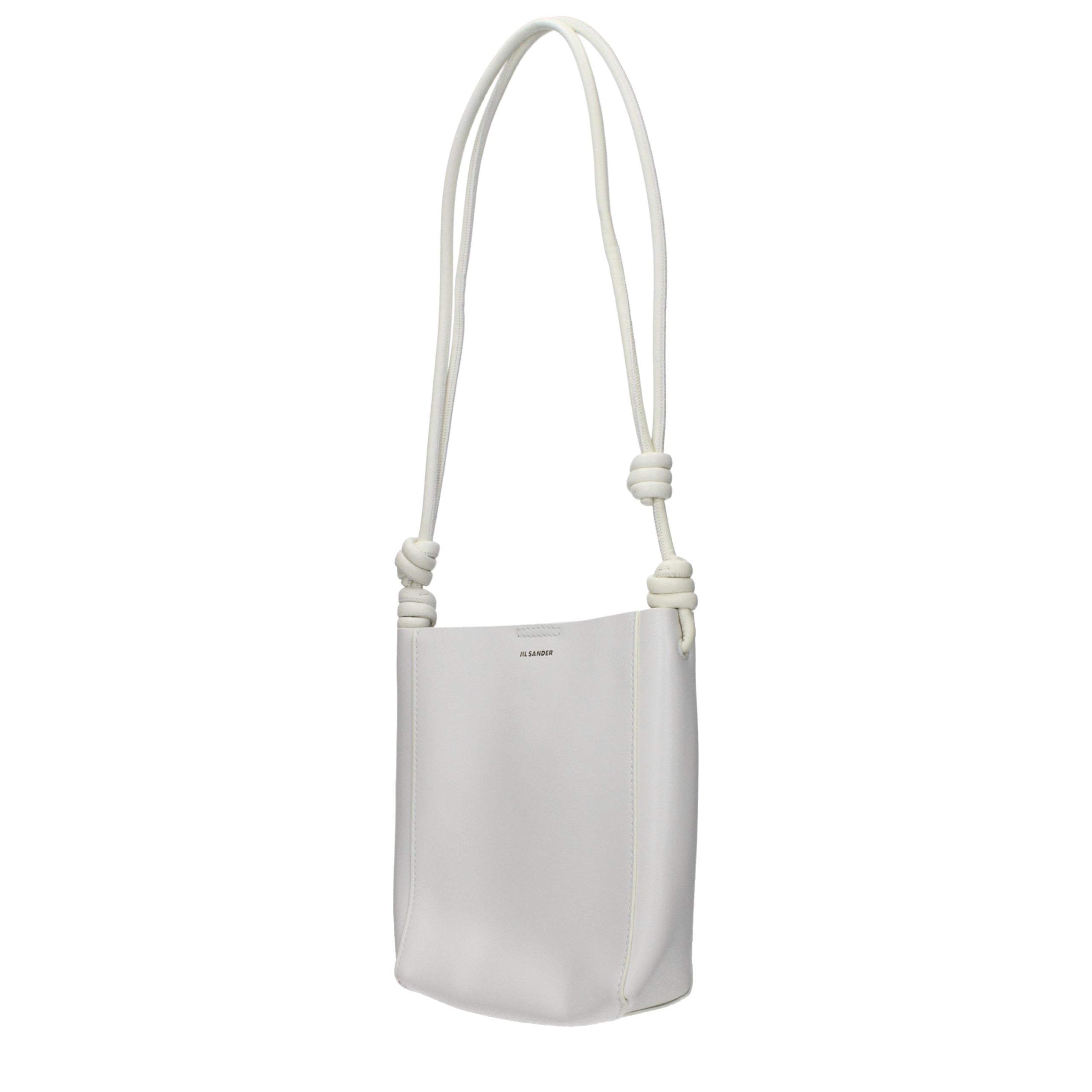 Beige Grained Leather Shoulder Bag