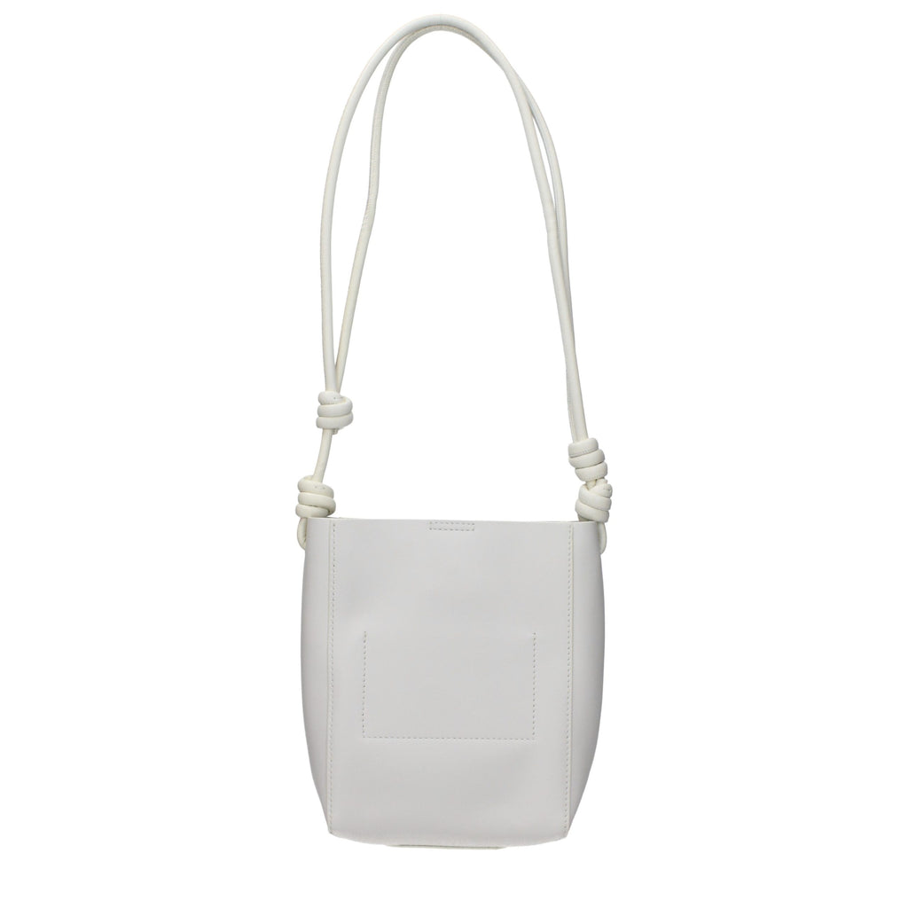 Beige Grained Leather Shoulder Bag