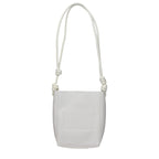 Beige Grained Leather Shoulder Bag