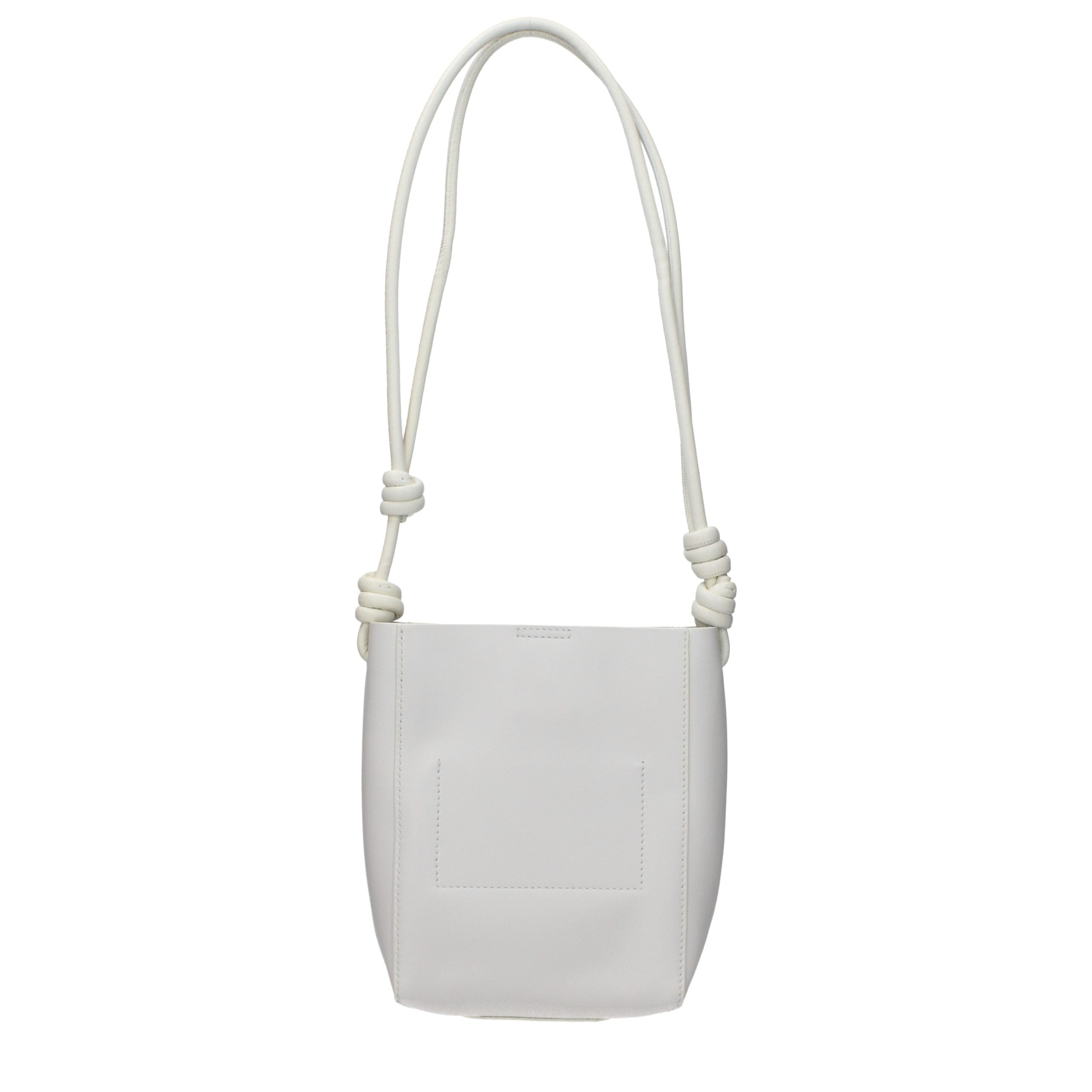 Beige Grained Leather Shoulder Bag
