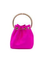 Fuchsia Satin Bon Bon Bucket Bag With Crystal Decoration