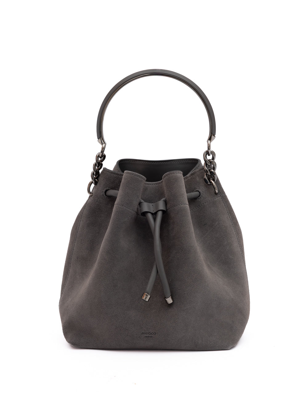 Dark Grey Bon Bon Suede Bucket Bag
