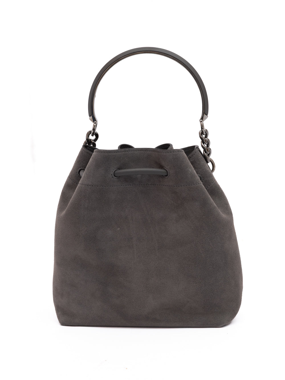 Dark Grey Bon Bon Suede Bucket Bag