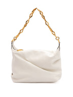 White Diamond Hobo Shoulder Bag In Soft Calf Leather