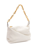 White Diamond Hobo Shoulder Bag In Soft Calf Leather