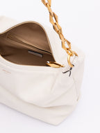 White Diamond Hobo Shoulder Bag In Soft Calf Leather