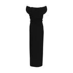 Ginnie Amber Black Viscose Draped Dress