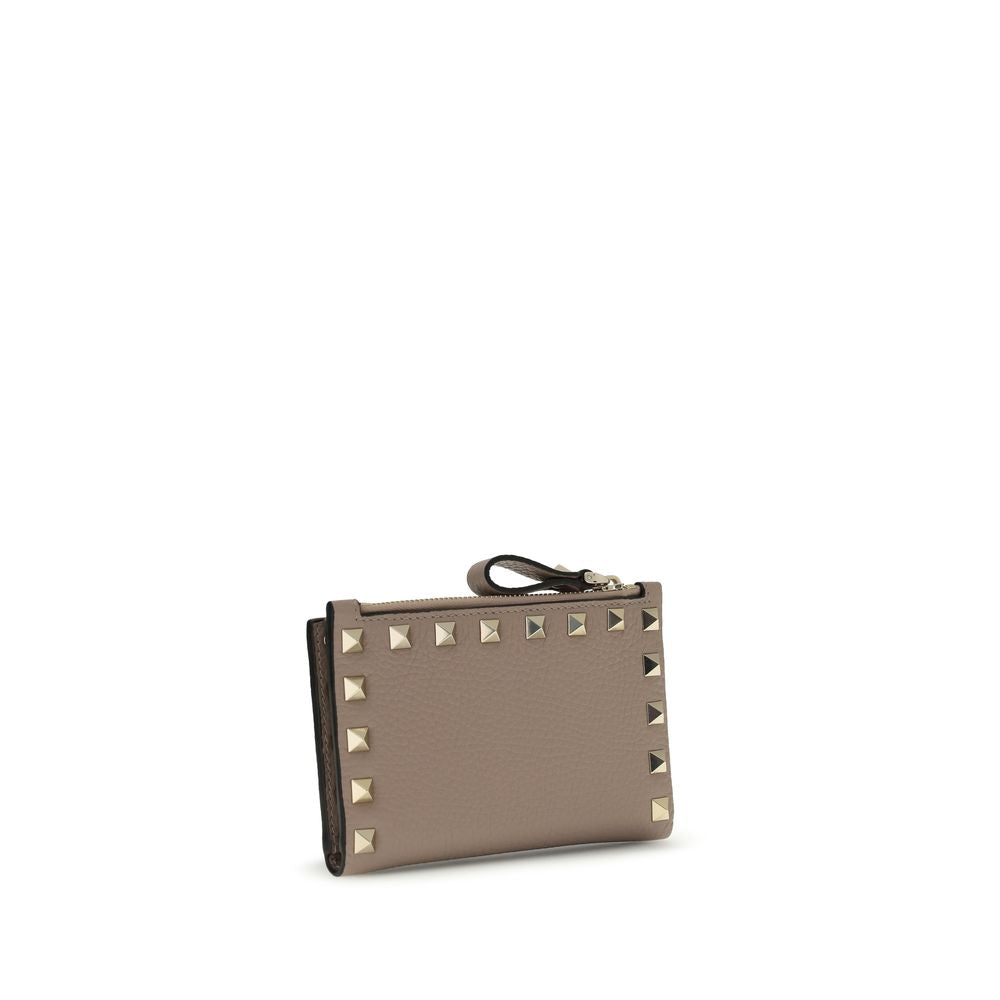 Garnet Calfskin Rockstud Card Holder