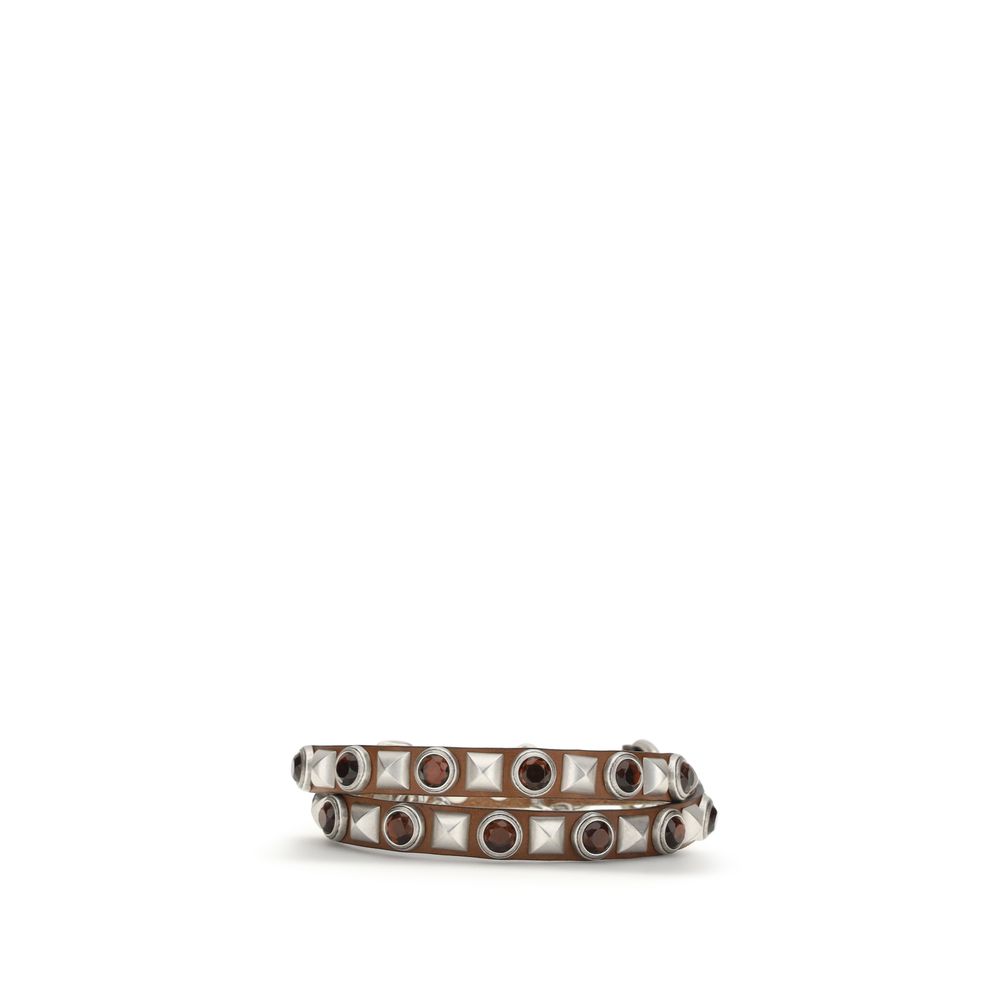 Brown Calf Belt with Jeweled Studs