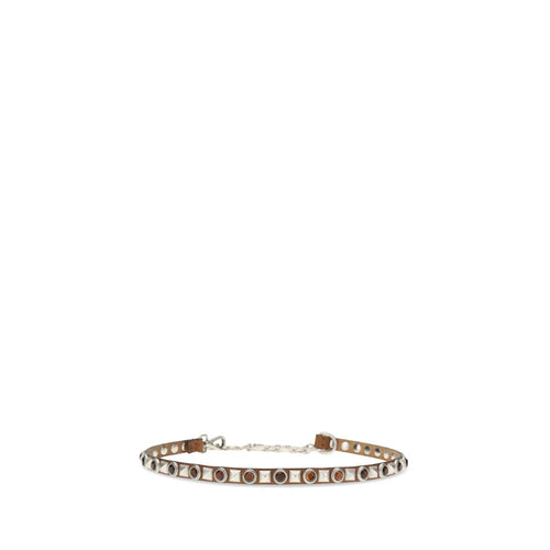 Brown Calf Belt with Jeweled Studs