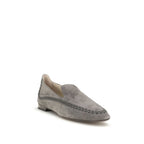 Gray Calf Leather Slip-On Loafers