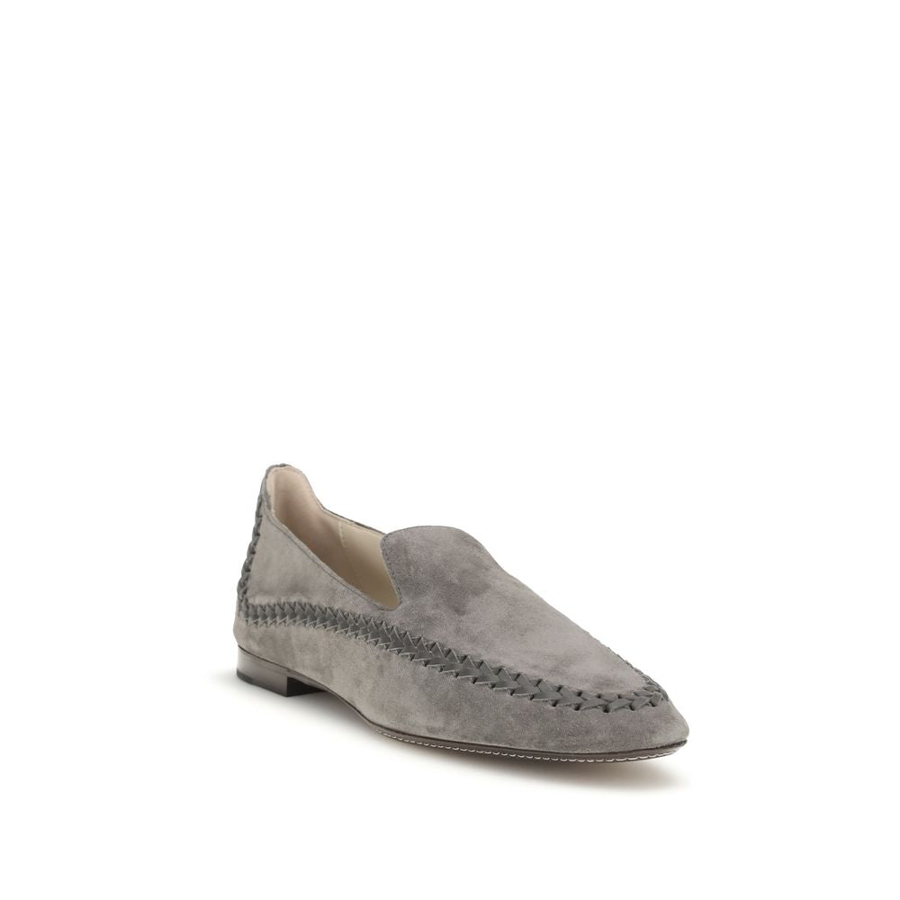 Gray Calf Leather Slip-On Loafers