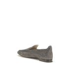 Gray Calf Leather Slip-On Loafers