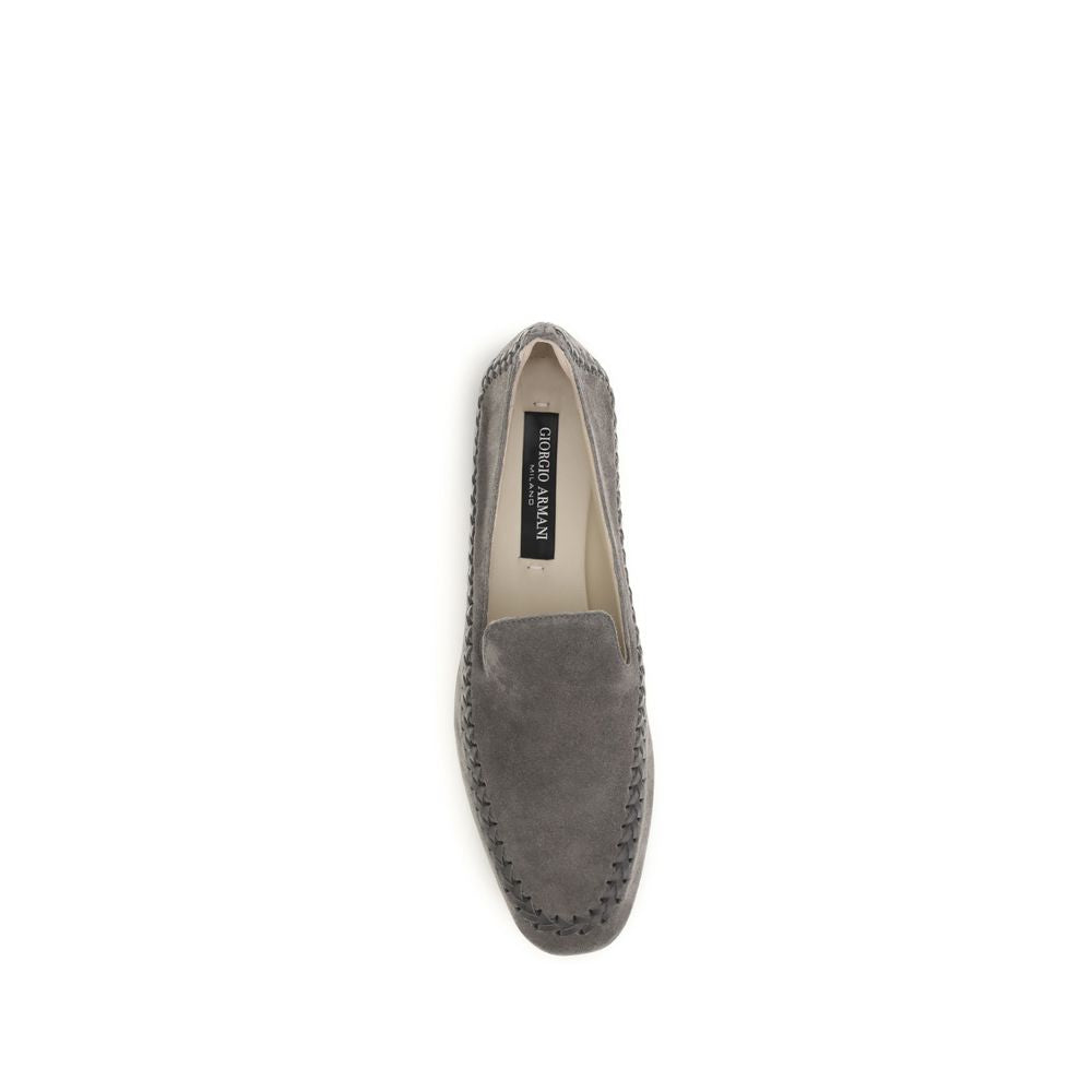Gray Calf Leather Slip-On Loafers