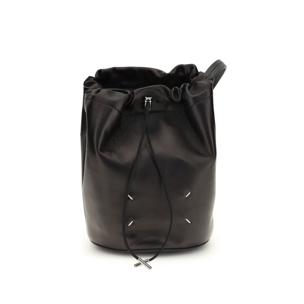 Black Calf Leather Bucket Bag