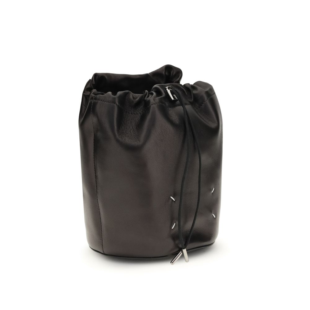 Black Calf Leather Bucket Bag