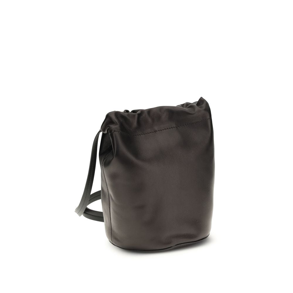 Black Calf Leather Bucket Bag