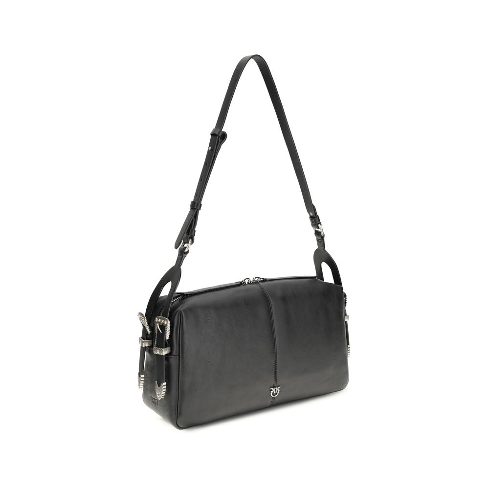 Black Calf Keeper Medium Shoulder Bag