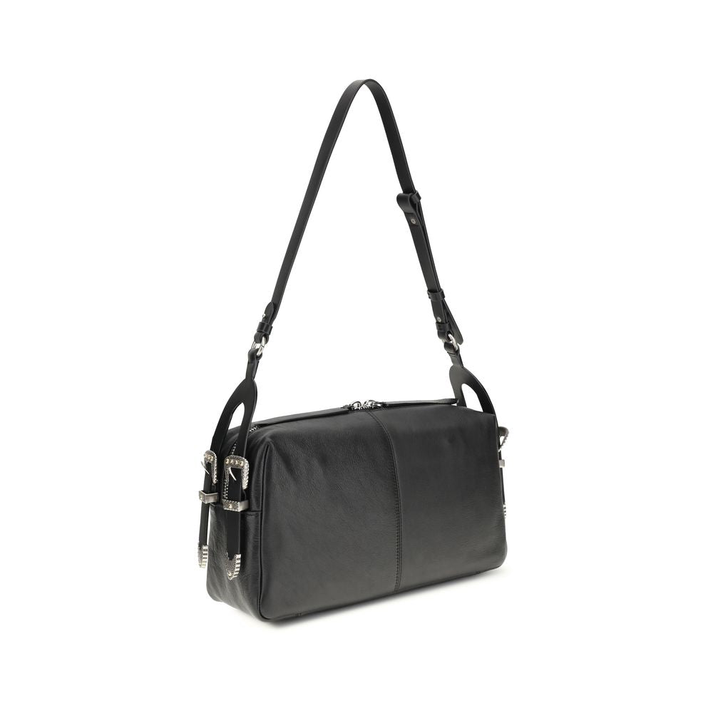 Black Calf Keeper Medium Shoulder Bag