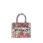 Multicolored Canvas Shoulder Tote Bag