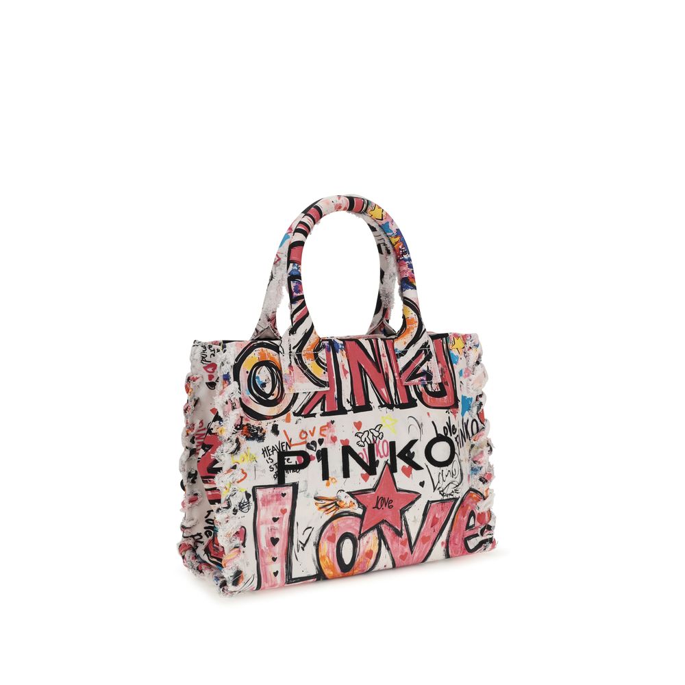 Multicolored Canvas Shoulder Tote Bag