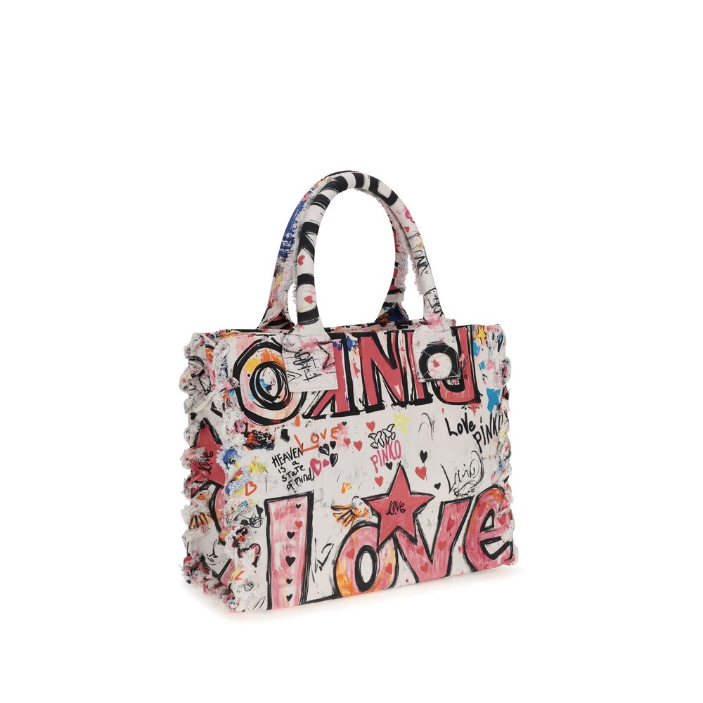 Multicolored Canvas Shoulder Tote Bag