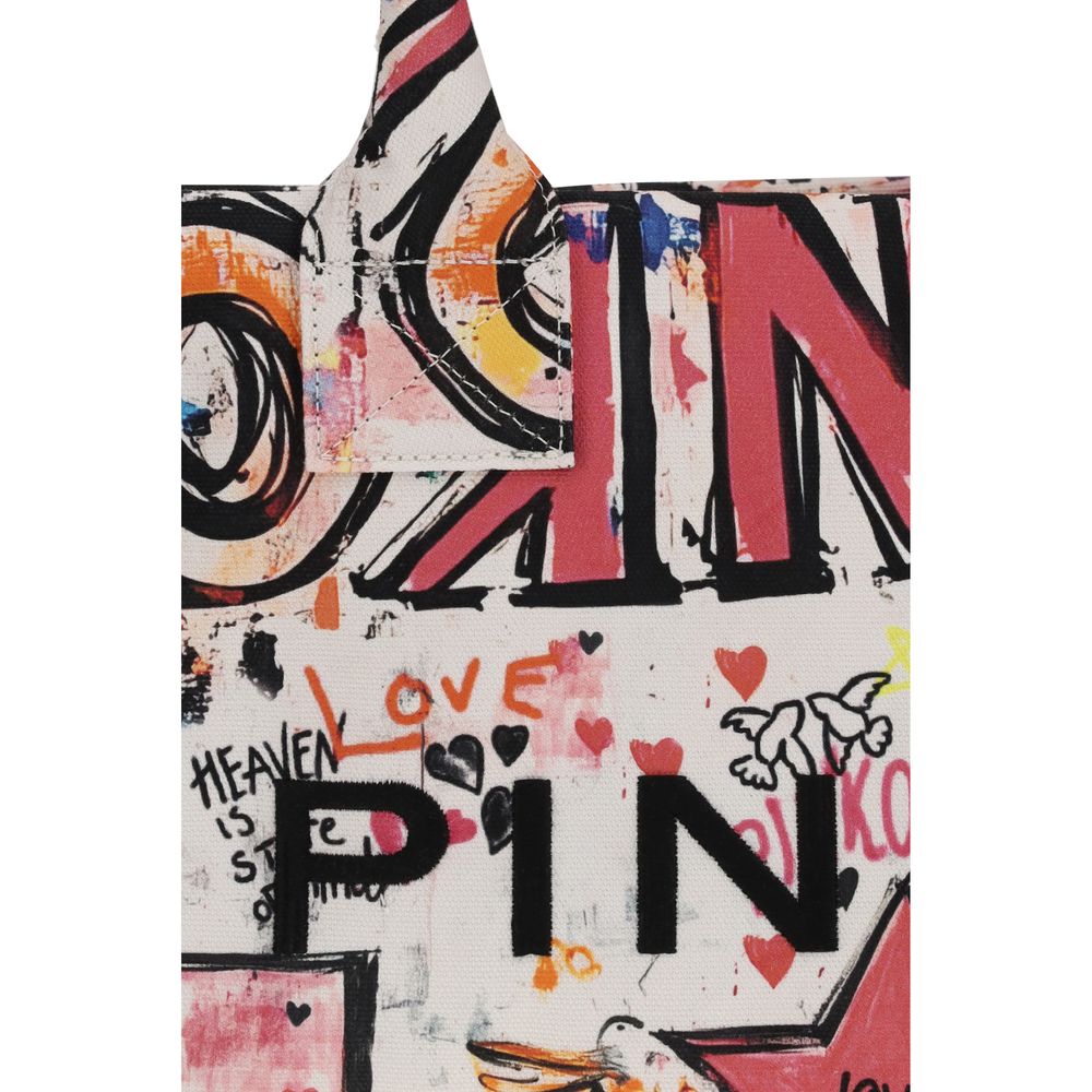 Multicolored Canvas Shoulder Tote Bag