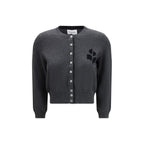 Gray Cotton and Wool Blend Cropped Lona Cardigan