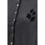 Gray Cotton and Wool Blend Cropped Lona Cardigan