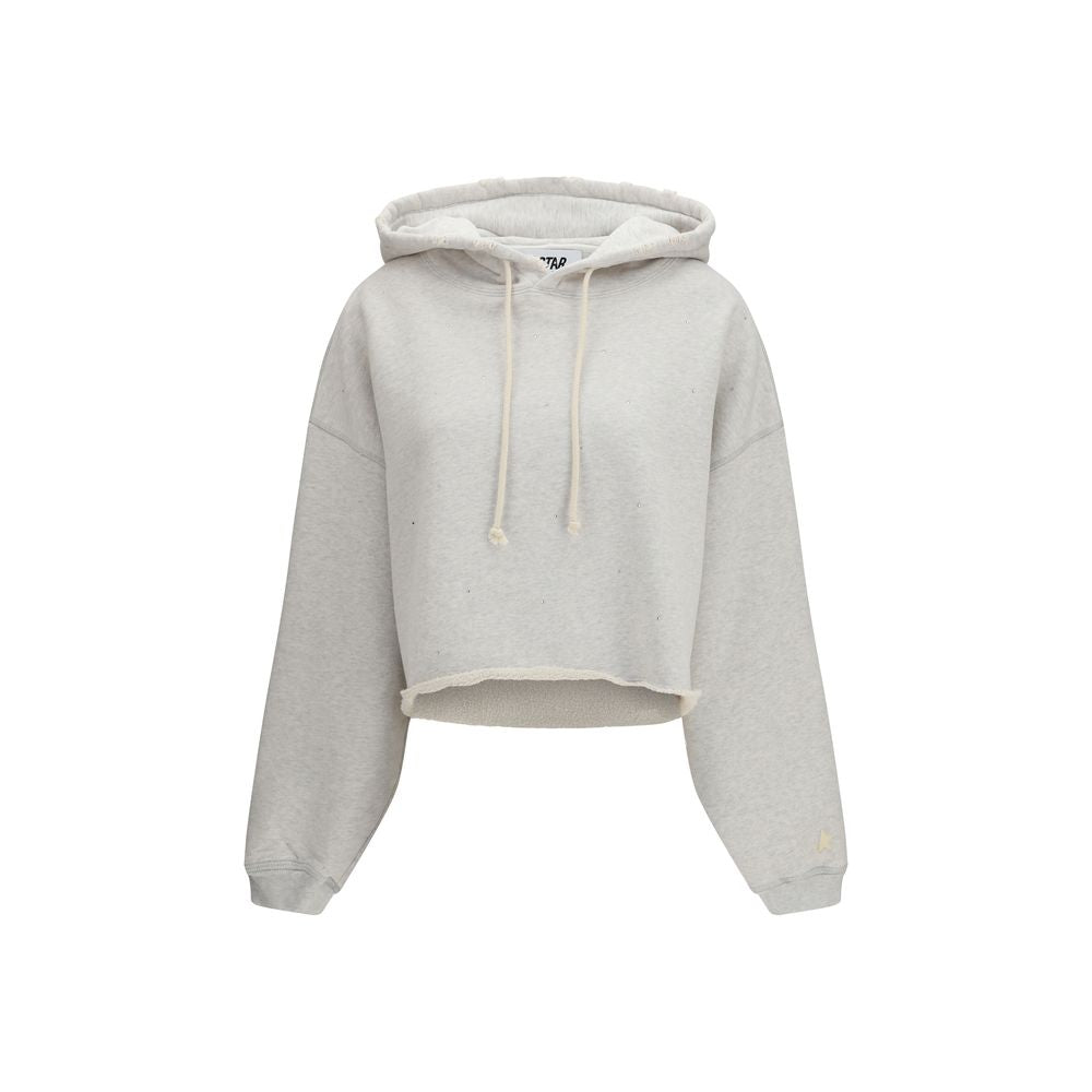 Star Grey Mélange Cotton Cropped Hoodie