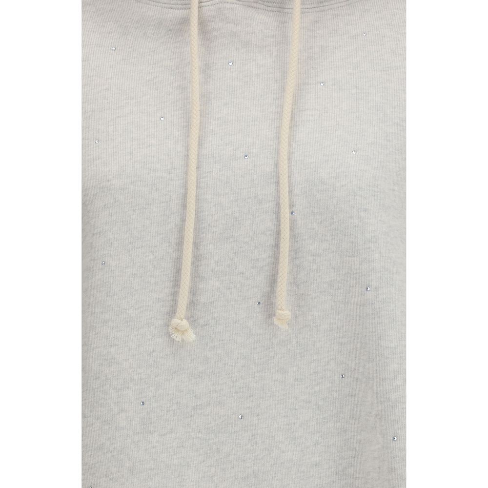 Star Grey Mélange Cotton Cropped Hoodie