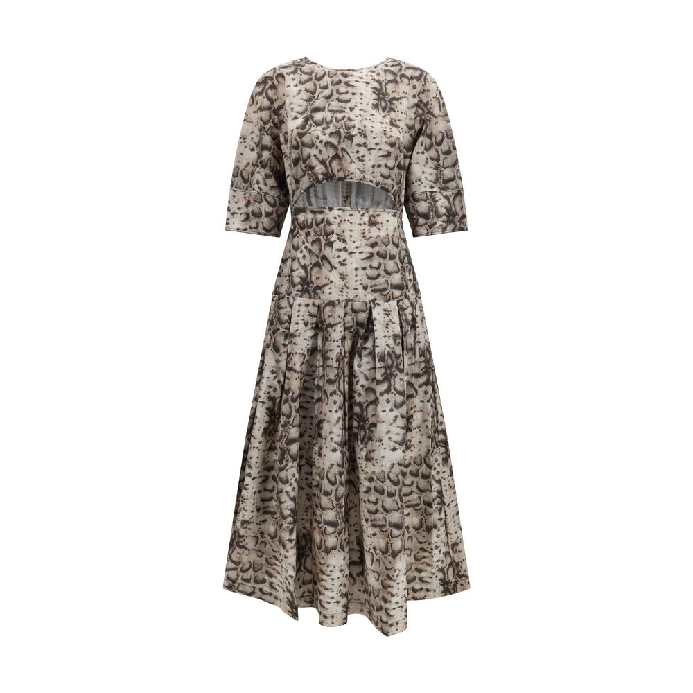Animal Print Cut-Out Cotton Dress