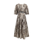 Animal Print Cut-Out Cotton Dress
