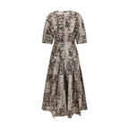 Animal Print Cut-Out Cotton Dress