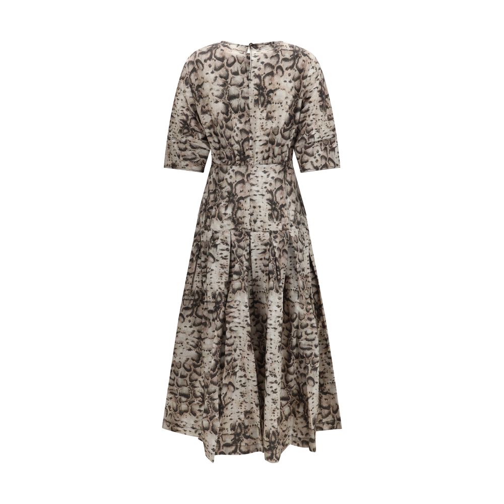 Animal Print Cut-Out Cotton Dress