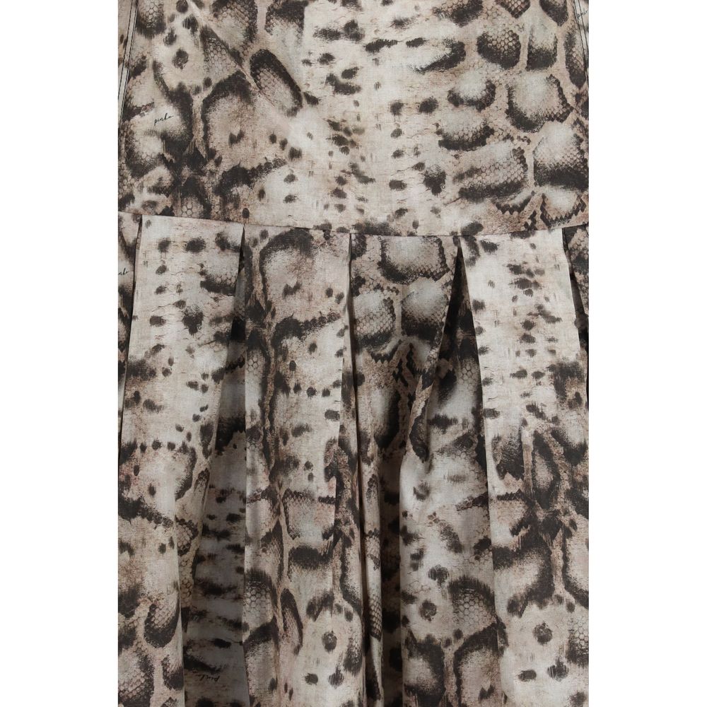 Animal Print Cut-Out Cotton Dress