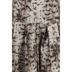 Animal Print Cut-Out Cotton Dress