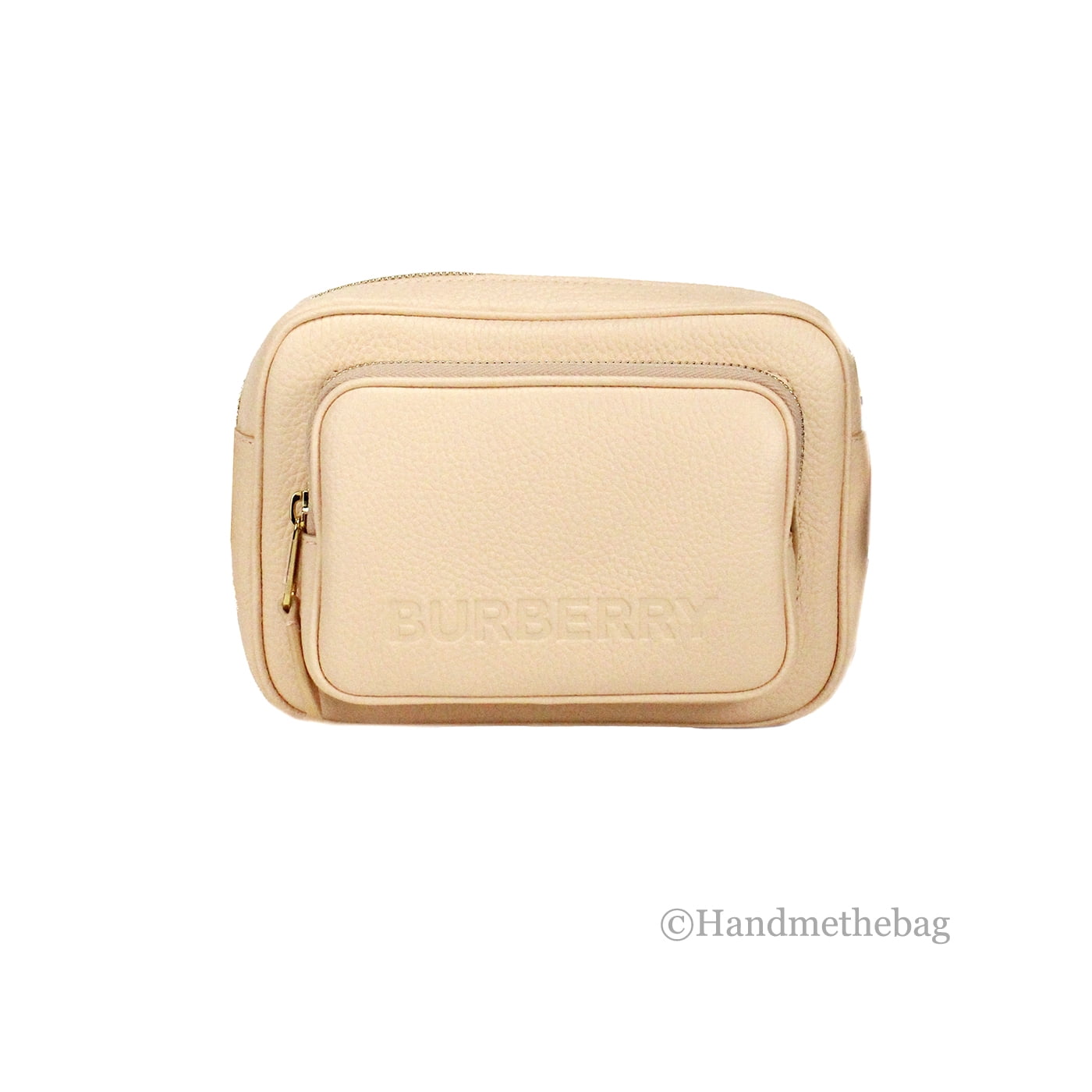 Small Branded Grainy Leather Camera Crossbody Bag