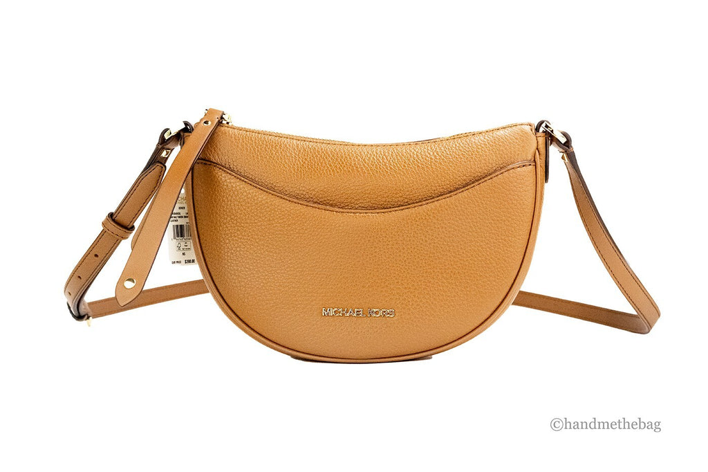 Small Luggage Pebbled Leather Half Moon Crossbody Bag
