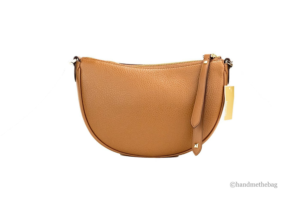 Small Luggage Pebbled Leather Half Moon Crossbody Bag