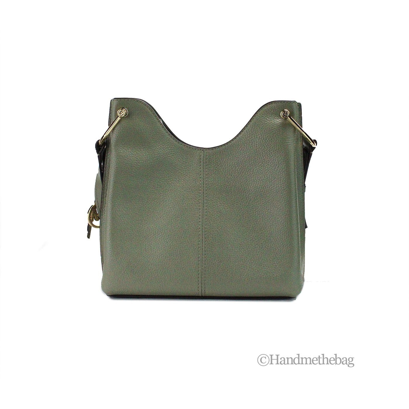 Green Perforated Suede Leather Joan Small Slouchy Messenger Handbag