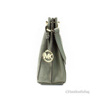 Green Perforated Suede Leather Joan Small Slouchy Messenger Handbag