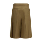 Linen High-Waist Bermuda Shorts