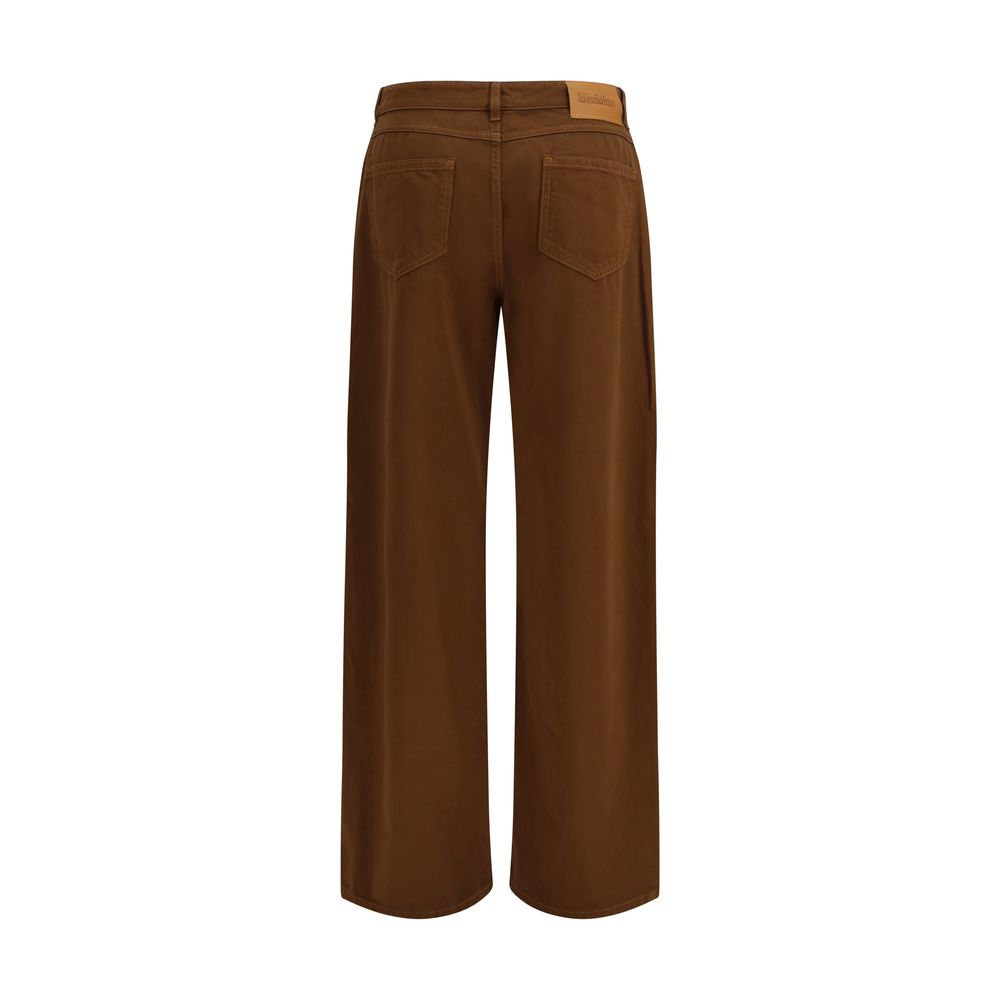 Brown Cotton Casual Pants